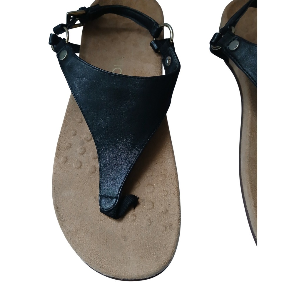 Vionic Kirra Thong Sandals Black Leather Adjustable Strap Comfort Women Size 8 - Picture 3 of 7